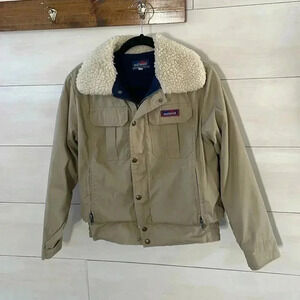 Vintage Outwest Women’s Bomber Jacket S Neutral Tan With Shearling Collar Coat